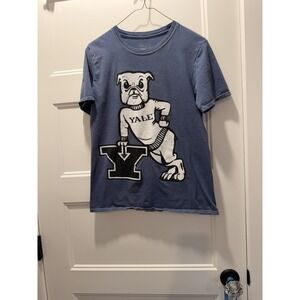 Vintage Yale Bulldog Graphic T-Shirt Blue Short Sleeve Made‎ In USA